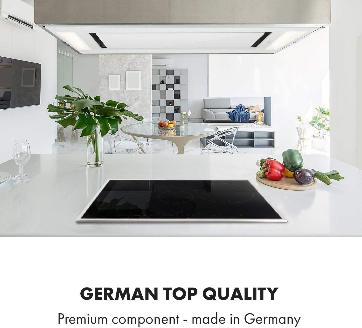 Klarstein Delicatessa Hybrid Prime - induction hob, built-in self-sufficient, 4 zones: 7000 W, stainless steel frame, 9 levels, booster, flex zone, residual heat indicator, stop & go, paella zone,