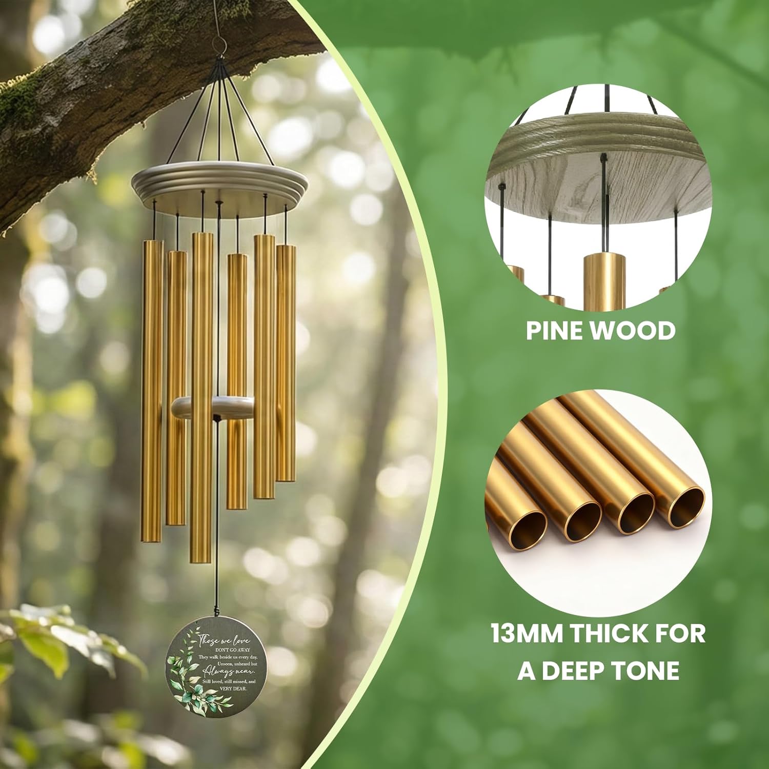 Memorial Wind Chimes, Personalized with Name & Date Keepsake, Sympathy Gifts Wind Chime for Loss of Loved One, 36inch Funeral Windchime Outside, in Loving Memory of Mom/Dad