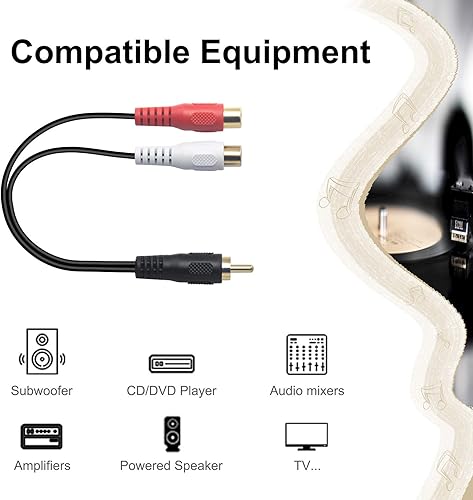 Miniatura 6 de VCE Paquete de 6 acopladores RCA hembra a hembra chapados en oro con 2 adaptadores de audio estéreo RCA (macho) a 2 RCA (hembra)