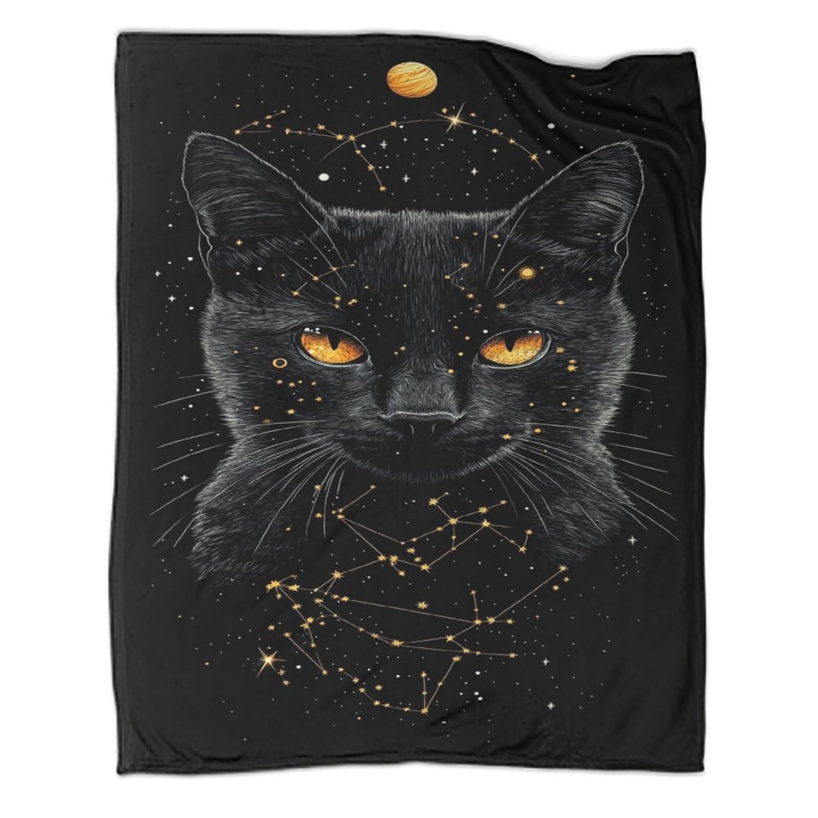 Couverture chat noir 3D plaid léger pour vos soirées cinéma sur le canapé