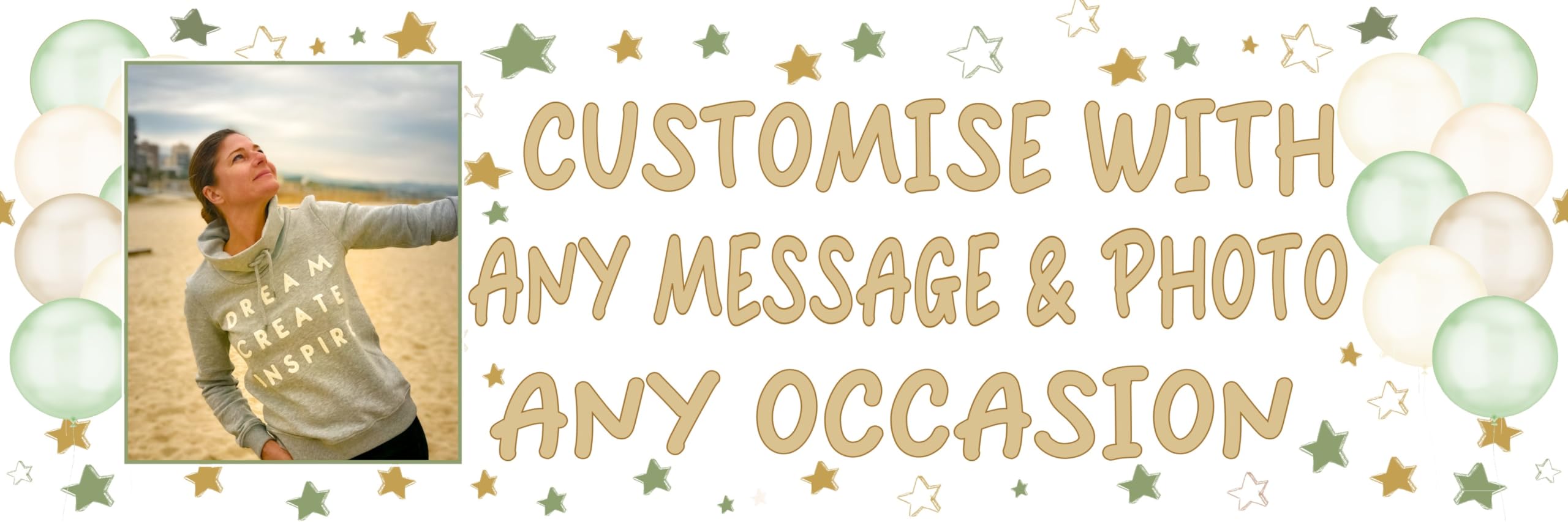Large Personalised Birthday Banner with Photo – Custom Name & Message Party Decoration (6ft x 2ft)