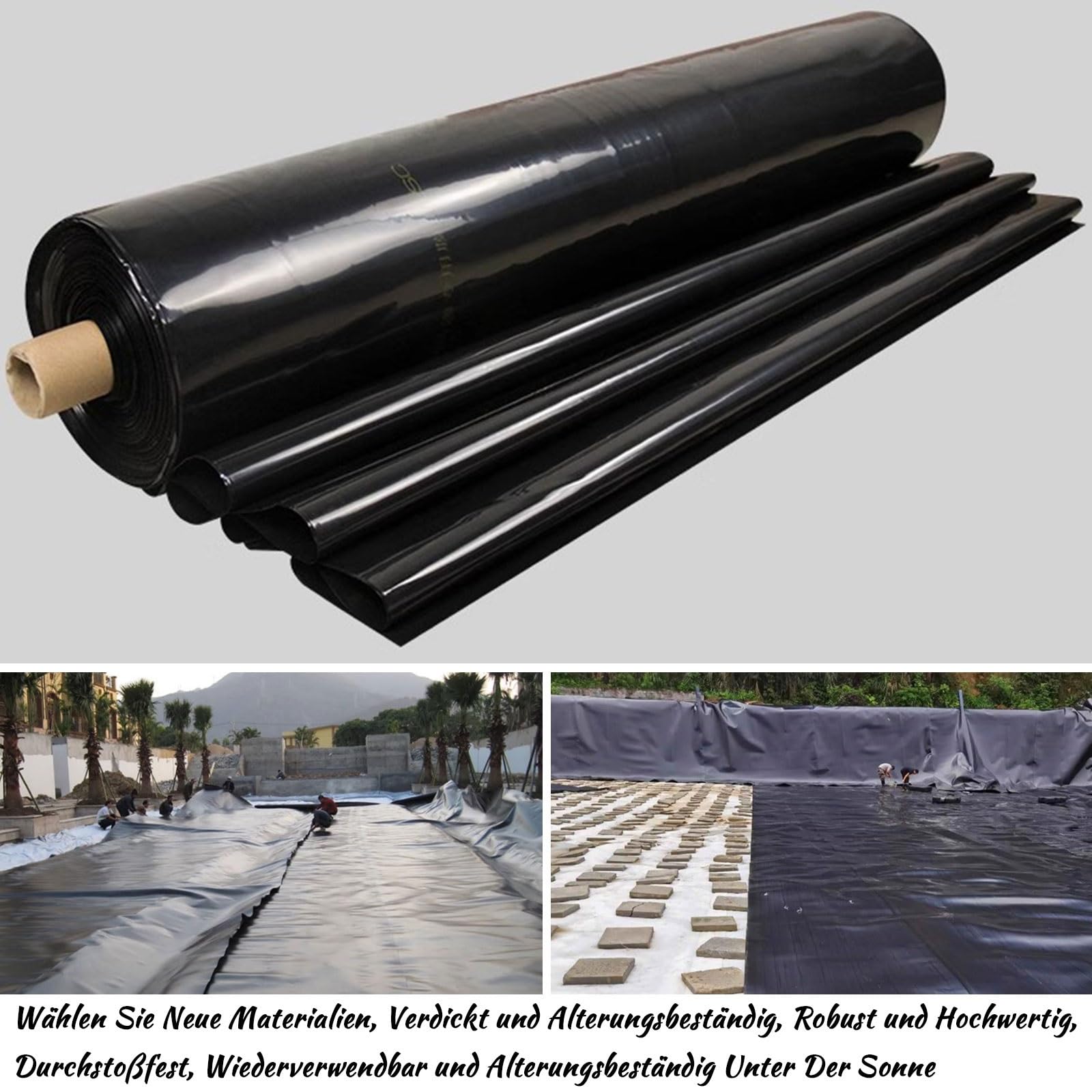 Telo impermeabile per laghetto, spessore 0,3 mm, in geomembrana resistente ai raggi UV e agli strappi, per laghetti da giardino, cascate e ruscelli