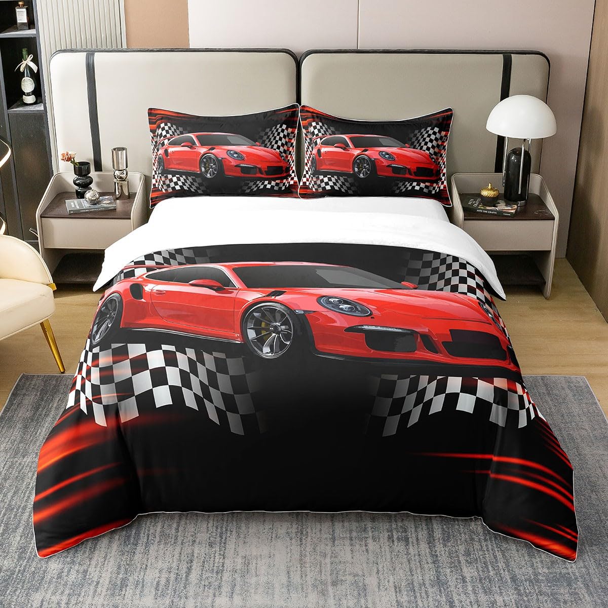 Housse de couette 135x200 coton voiture sport pour relooker une chambre d'enfant