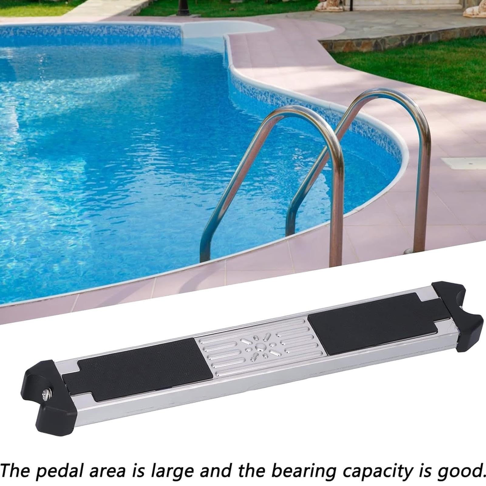 Edelstahl Poolleiter Ersatzstufe - 4er-Pack Poolleiter Stufen mit Rutschfestem Gummipolster, Schwimmbadleitern Pedale mit Schrauben, Leiter Stufen für Einbau, Aufstellpools und Spas, 300 lbs Kapazität