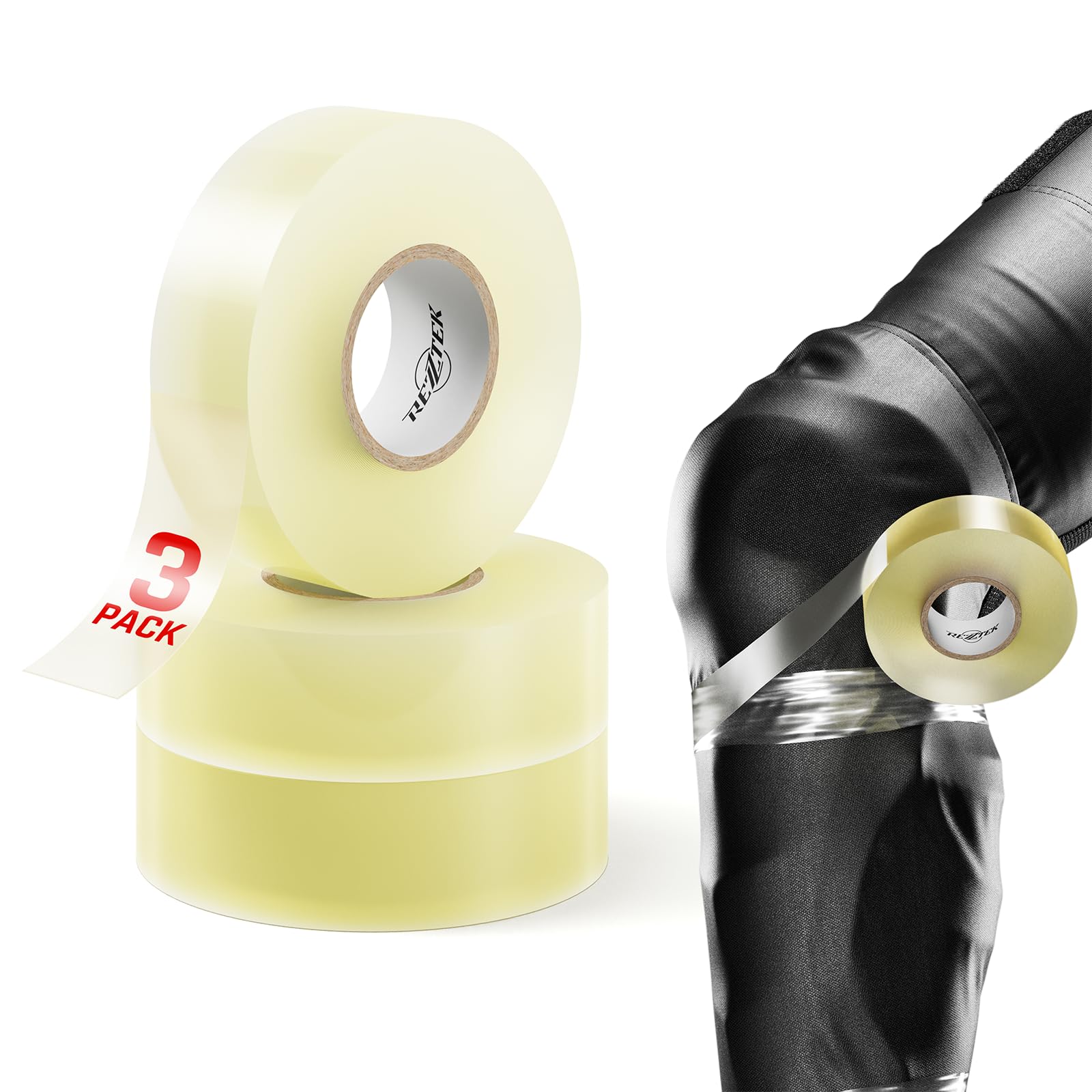 Rezztek Clear Hockey Tape – Ruban adhésif Transparent pour Chaussettes de Hockey – Extensible et indéchirable – Durable