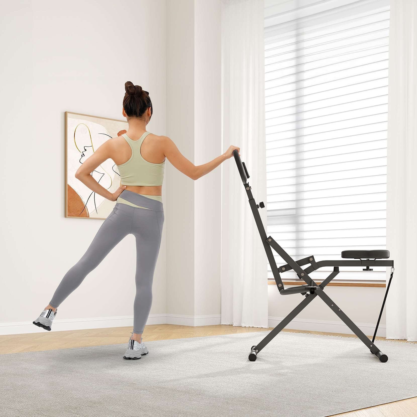 Squat Assist Trainer, faltbares Rudergerät mit verstellbarem Widerstand für Heim-Fitnessstudio, ideal für Arm-, Gesäß- und Beintraining, kompaktes Trainingsgerät