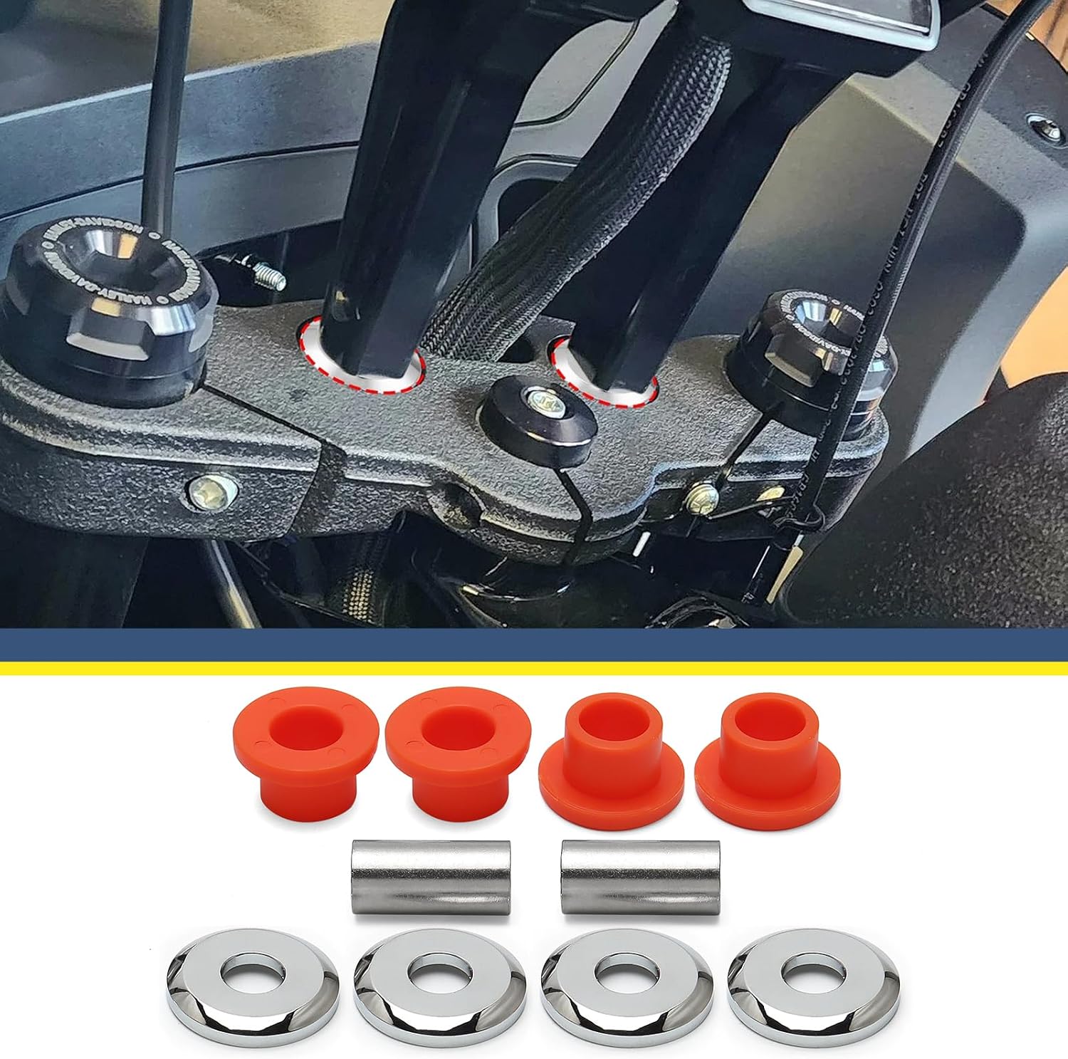 Polyurethane Handlebar Riser Bushings Fit For Harley 1983-up Touring Road King Street Glide Street Glide Electra Glide Road Glide 2018-up Softail Low Rider S FXBB FXLRS Fat Boy (Orange White)