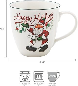 Pfaltzgraff Winterberry Mug Porcelain Naughty And Nice (Set of 2), 20 oz, Assorted -