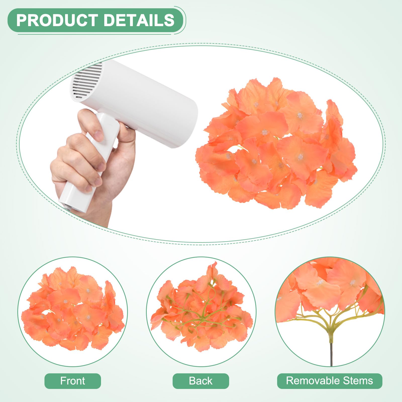 M METERXITY 40-Pack Silk Hydrangea Flowers, Artificial Flowers Heads with 40pcs Stems - Image 2
