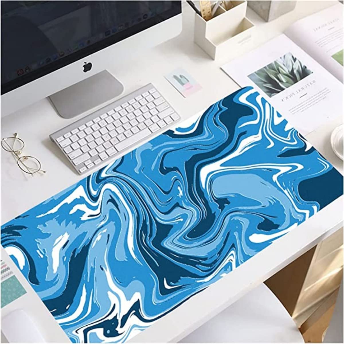 MIKICK Personalized Liquid Mouse Mat,Gaming Mouse Pad XXL(900x400),Extended Gaming Mouse Mat,Non Slip Mouse Pad,Waterproof Desk Pad,Keyboard Mat Large Gaming For Games,Office&Home