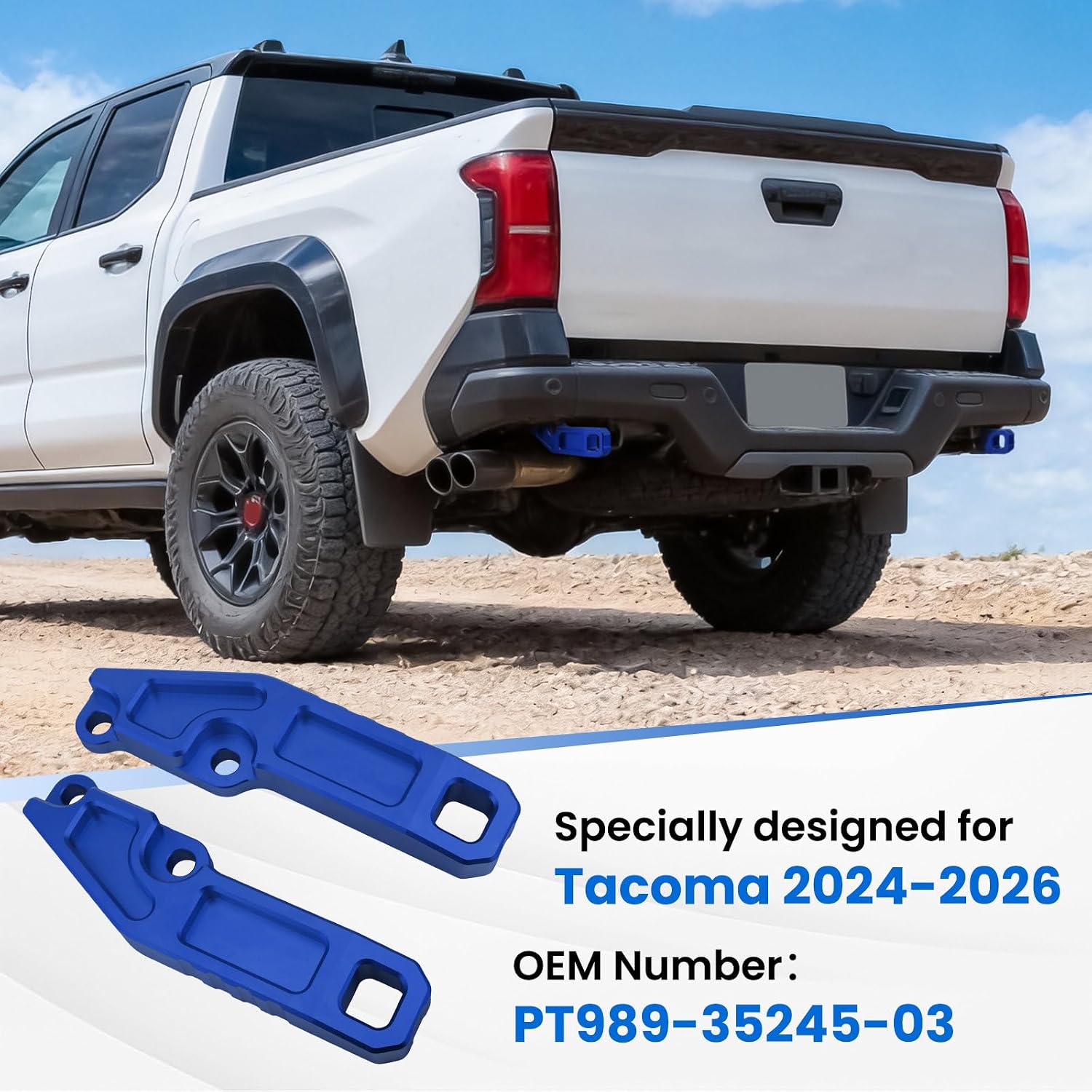 Rear Recovery Points for Tacoma 2024 2025 2026 OEM PT989-35245-03，Rear Tow Hooks Compatible with Toyota Tacoma Accessories 2024-2026 (Blue)