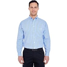 UltraClub Mens Medium-Check Woven 2XL LIGHT BLUE