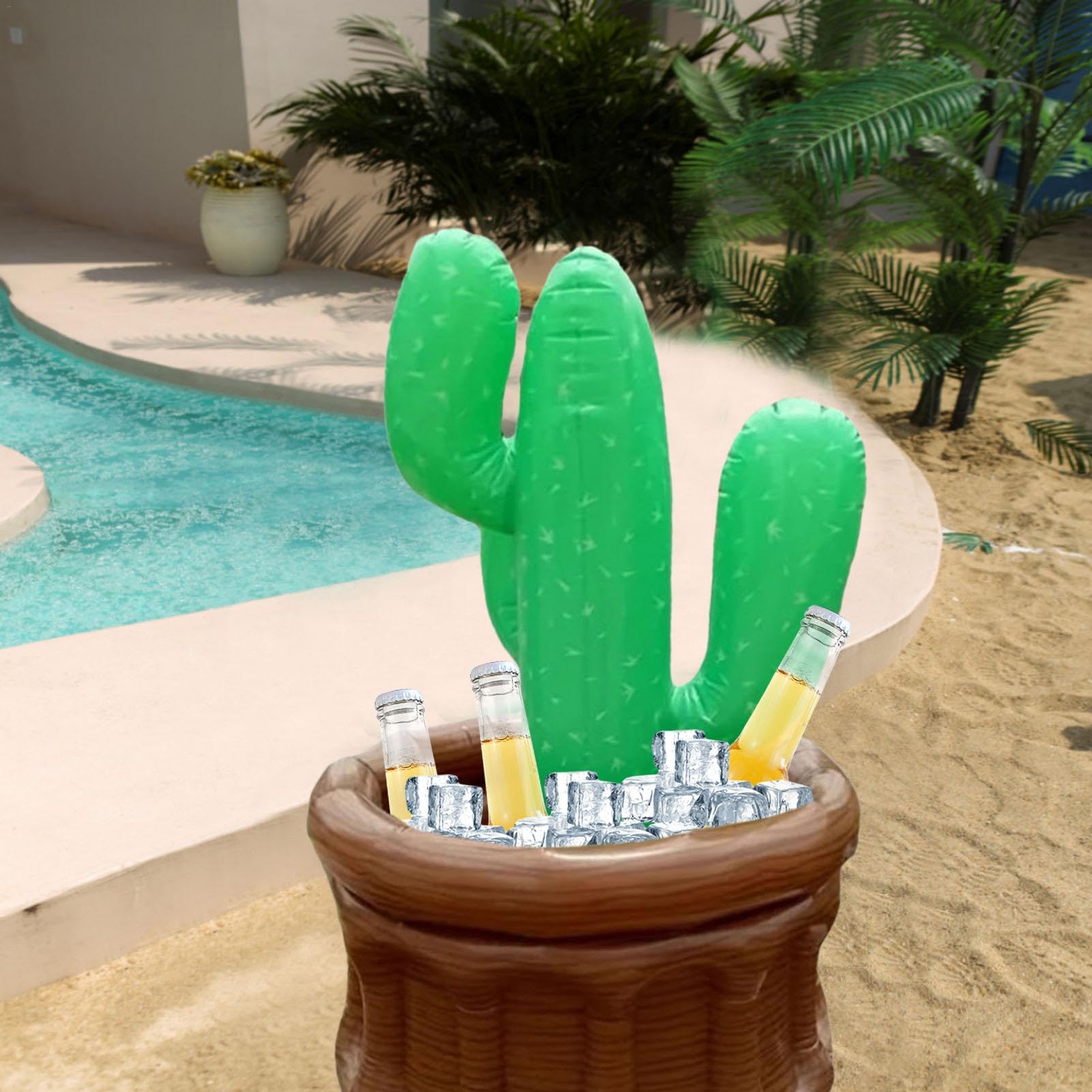 Aufblasbarer Kaktus- & Palmen-Kühler – XXL Getränkekühlung Für Pool & Garten – Fasst 6+ Flaschen – Schnell Aufblasbar & Platzsparend