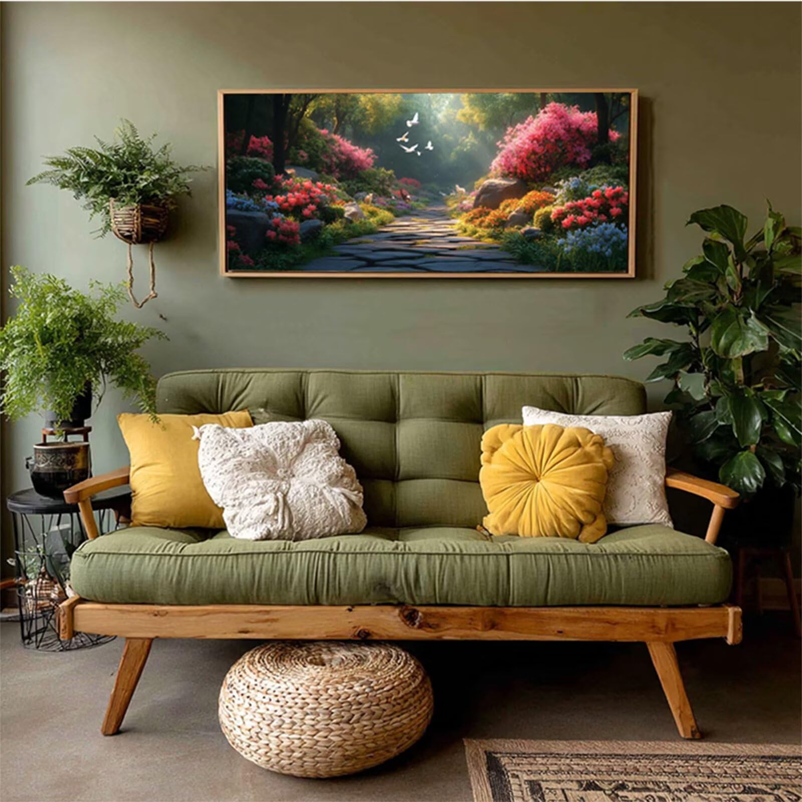 Dipingere con i Numeri Adulti Flower, Pianta Paint by Numbers Kit, Fai Da Te Passatempo per Adulti Kit, Dipingere con i Numeri con Pennelli e Vernice Acrilica, Inverno Decorazioni Casa 110x50cm 9-3953