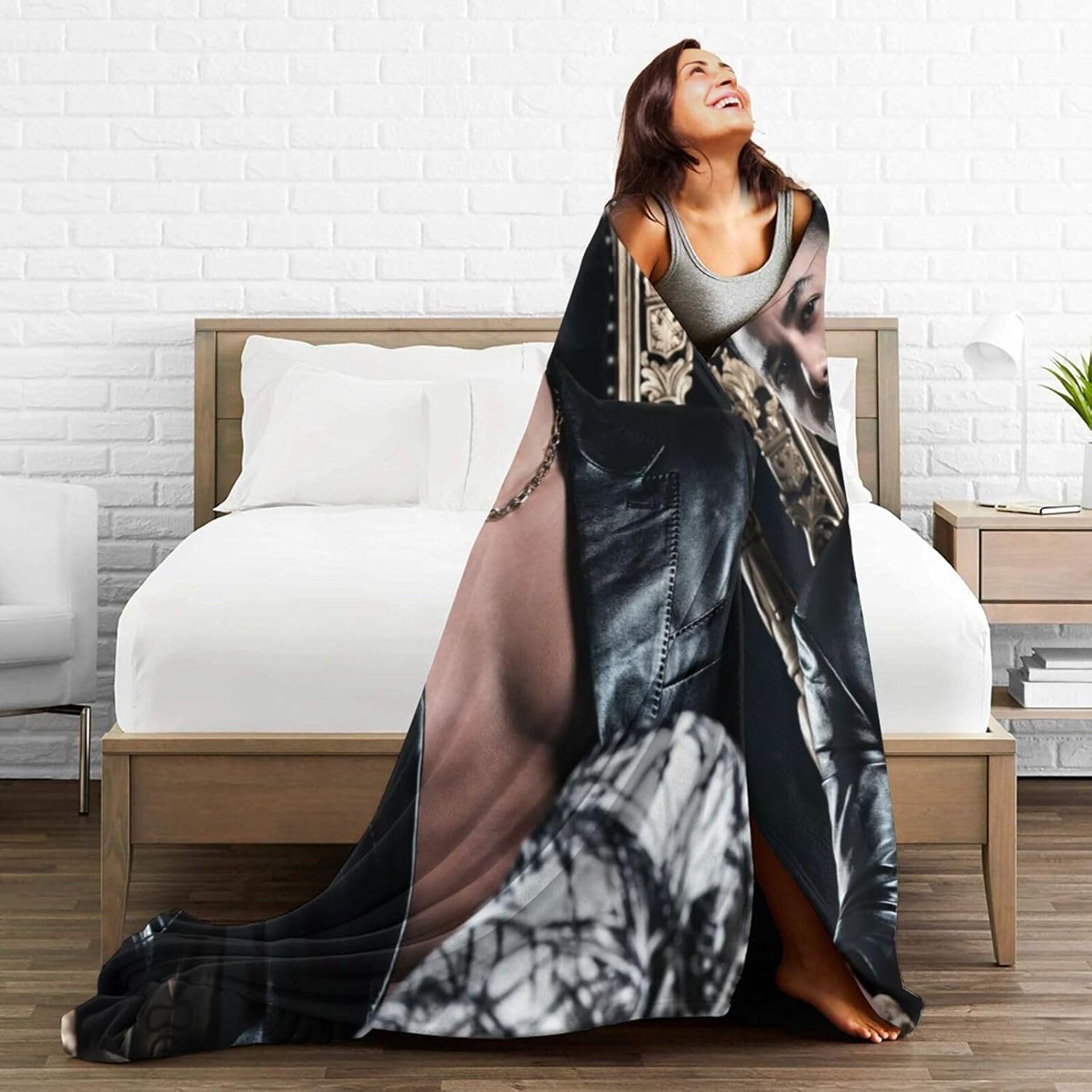 Romeo Music Santos Blanket Flannel Fleece Throw Blanket Pattern Soft Fluffy Warm Plush Decorative Blankets Gift 80"x60"