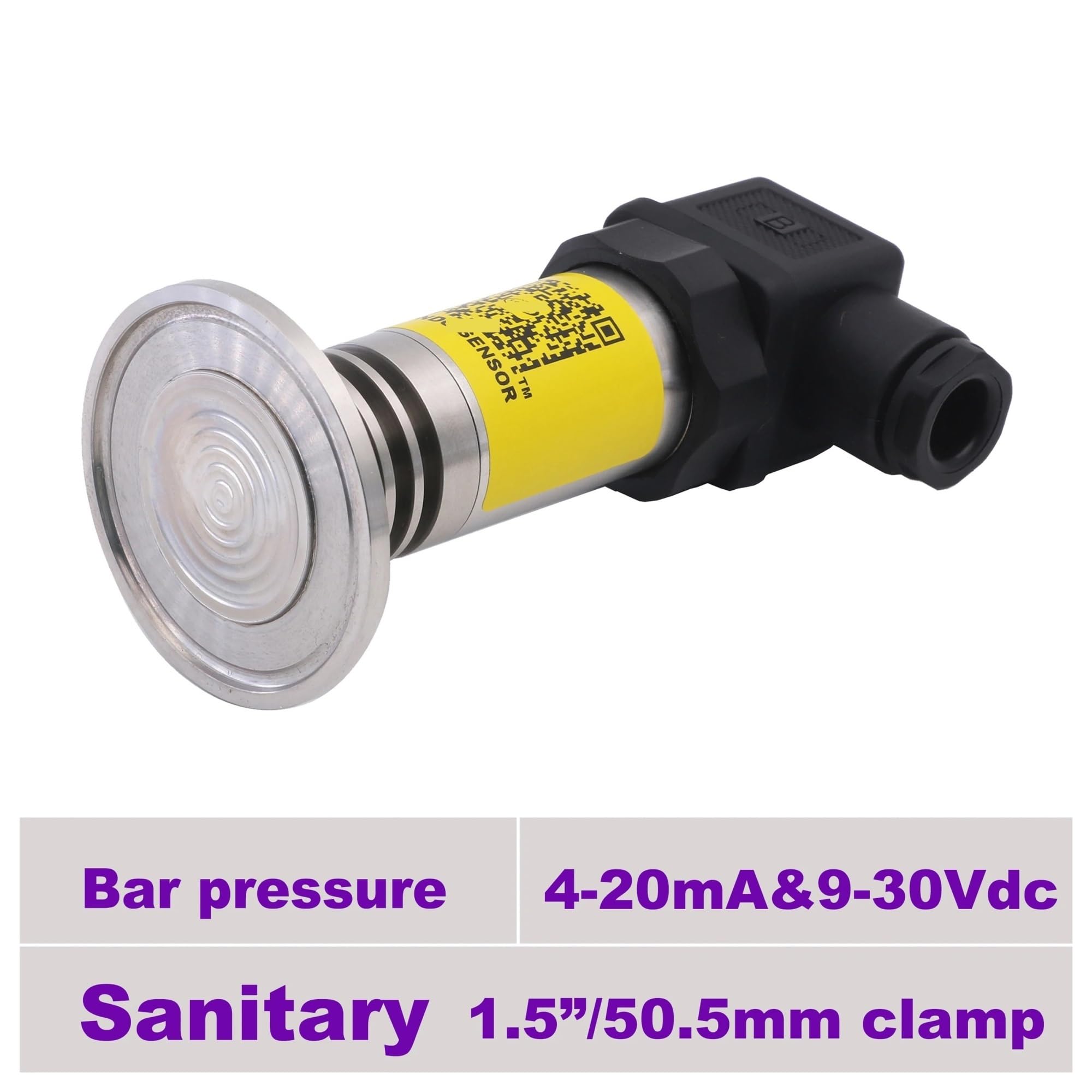 Transmisor de presión sanitario 10bar 1,5 in abrazadera | 0,5 4,5 V 4 20 mA 0-5 V 0-10 V señal 5 V 12 V 24 V 100 350 mbar 25 bar calibre 4 mpa(4 to 20mA signal,25bar gauge)