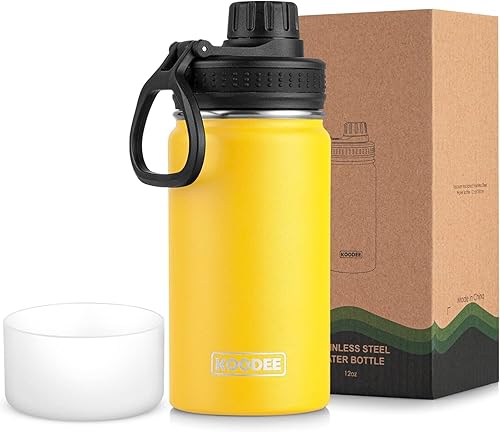 Miniatura 10 de koodee Insulated Water Bottle, 32 oz Stainless Steel Double Wall Vacuum Wide Mouth Sport Bottle with Leakproof Spout Lid (Navy) marino,Manzana Verde