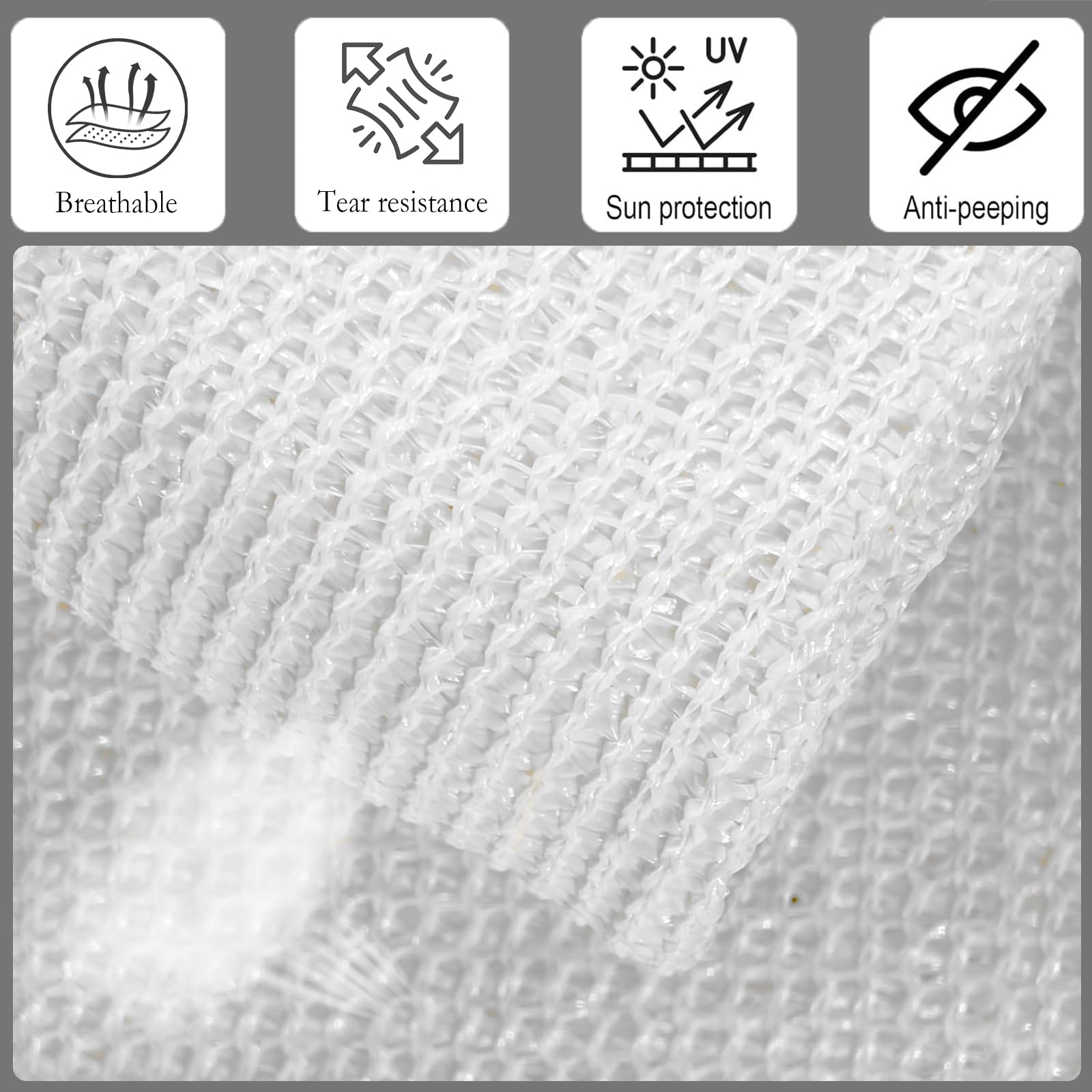 Copri Ringhiera Balcone 180 x 190 cm Protezione Privacy, Anti-Uv, Resistente Al Vento, Recinzione Copri Ringhiera Balcone con Funi e Fascette per Giardino Terrazza, Bianco
