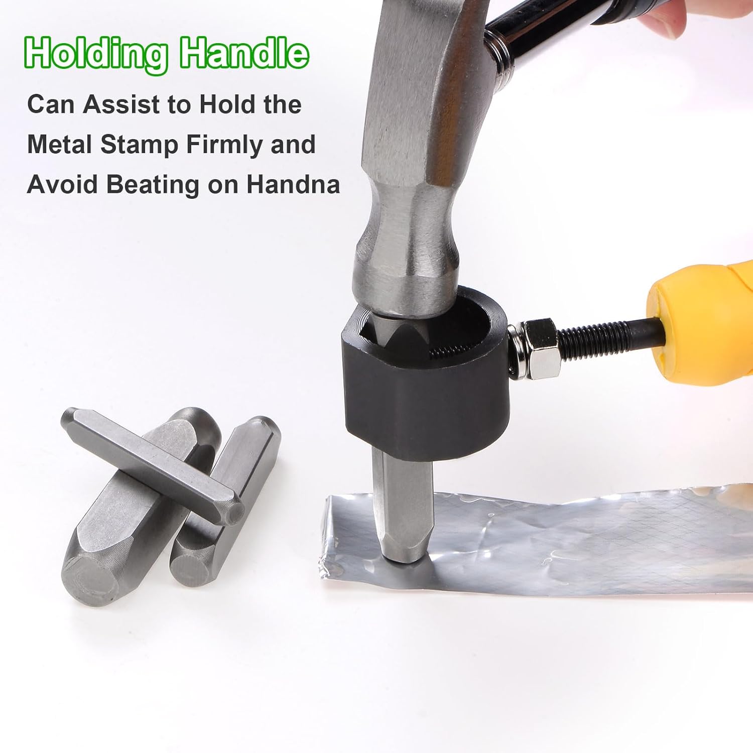 HARFINGTON 36pcs Metal Stamping Kit 1/4" (6mm) (A-Z, 0-8, "&" Symbol) Steel Letter Punch Press Tool with Holder to Stamp on Metal, Plastic, Wood, Leather, Silver