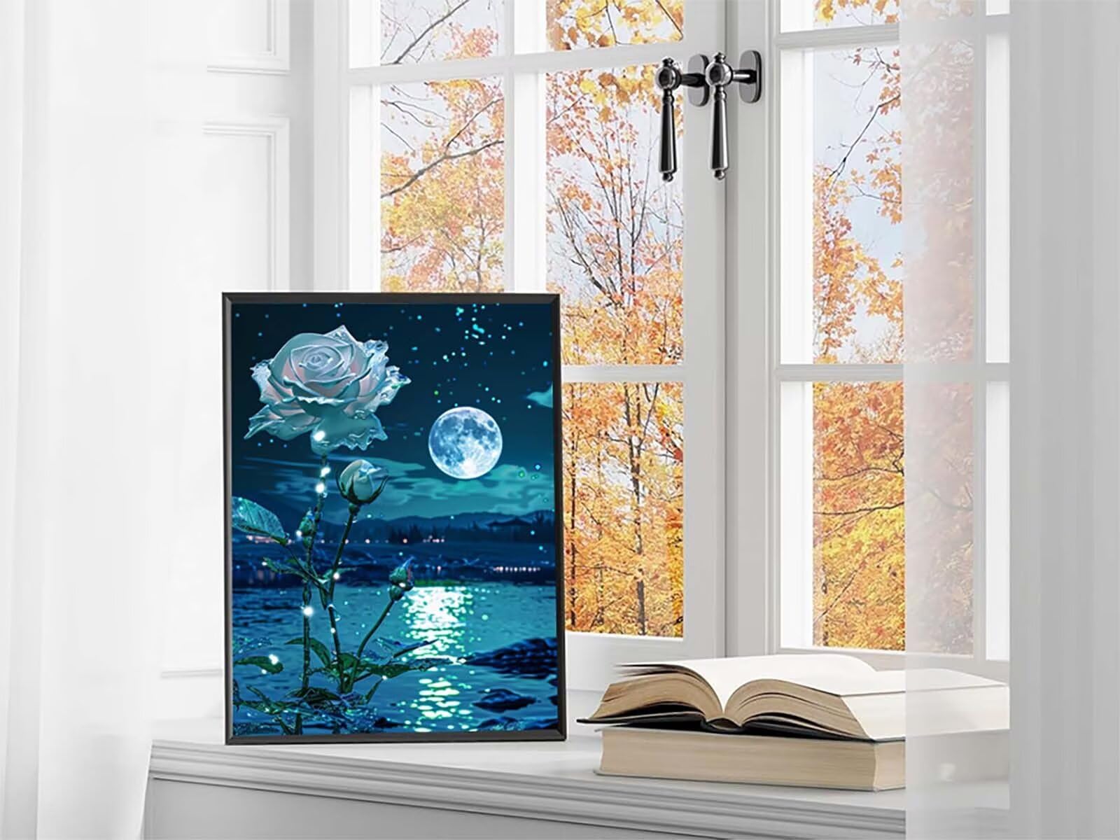 Luna Diamond Painting Adulti 60x80cm, 5D Diamond Painting Kit M-2548 | Fiore DIY Disegni con Perline da Attaccare, Kit Pittura Adulti, Diamantini Crystal Art, Decorazioni Casa Regalo Donna