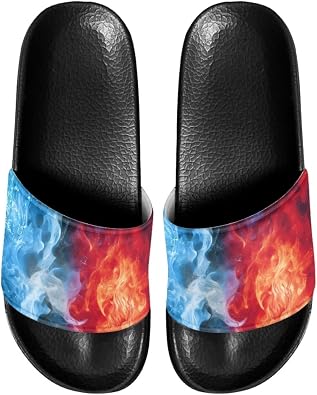 Slide Sandals, Beach Flats for Women, Comfotable Open Toe Non Slip Summer Shoes for Gym, Pool, Camping, Beach