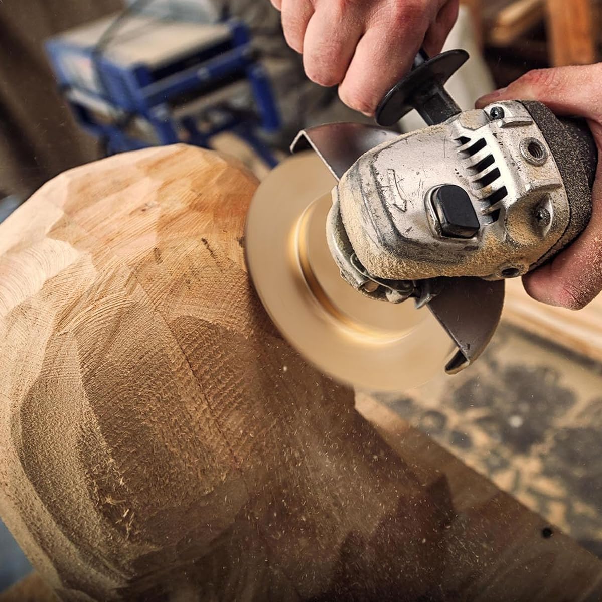 Serplex® 5Pcs Angle Grinder Wood Carving Disc Set, 4 & 4 1/2 Inch Angle Grinder Attachments with 5/8 Inch Arbor, Grinder Cutting Wheel Tool and Accessories Grinding Wheel Shaping Disc for Wood Cutting