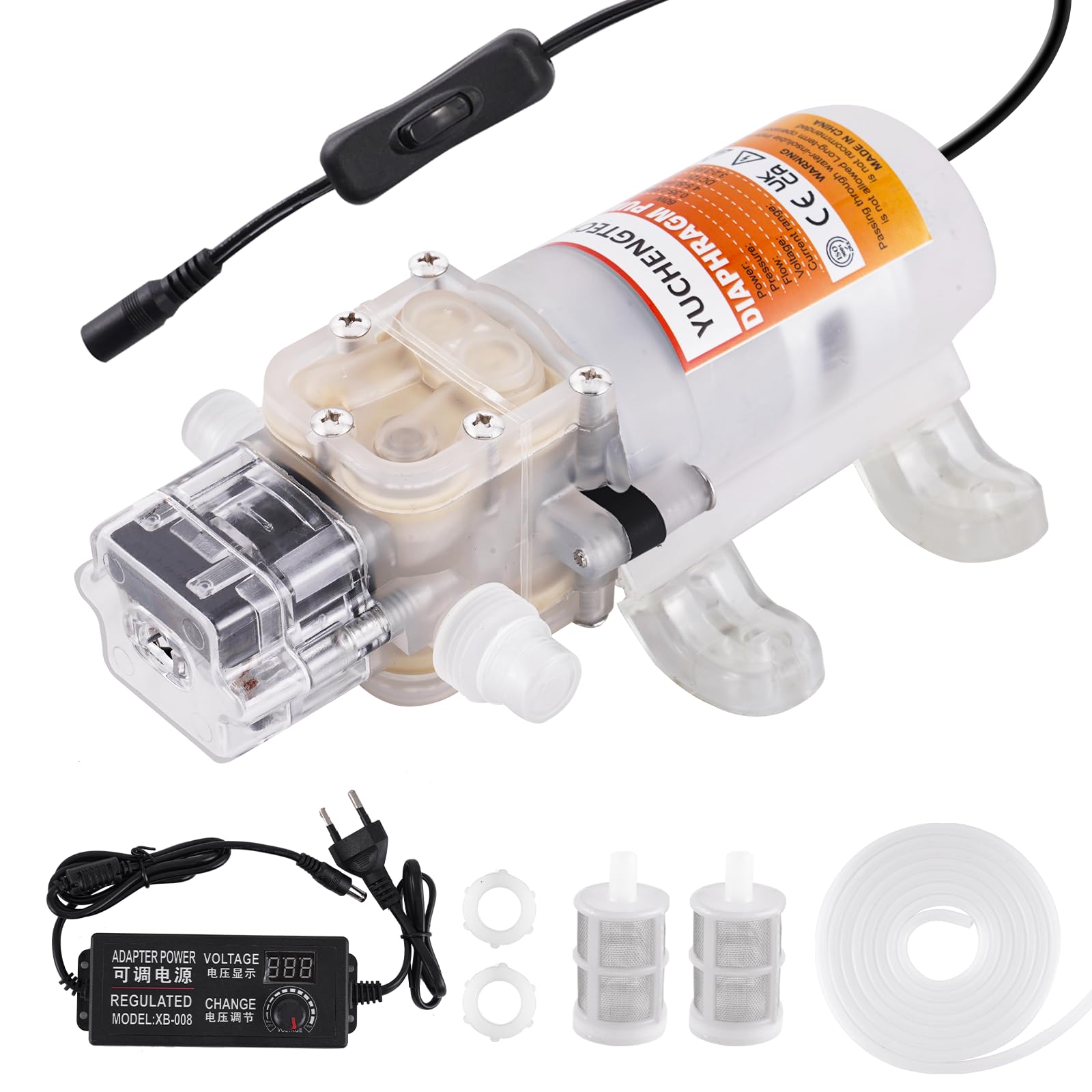 YUCHENGTECH BierPumpe mit 4m Schlauch und 2 Filtern | Geschwindigkeit Einstellbar Lebensmittel Pumpe 220V