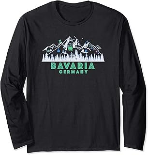 Retro Bavaria, Germany Illustration - Vintage Snow Ski Long Sleeve T-Shirt