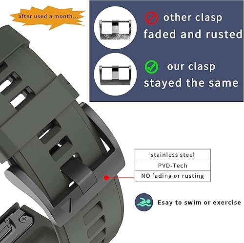 Miniatura 3 de Garmin Fenix - Correa de reloj de repuesto de silicona suave de liberación rápida de 0.86 pulgadas para Fenix 5X, 5X Plus, 6X, 6X Pro, 7X, 7X Pro, 8