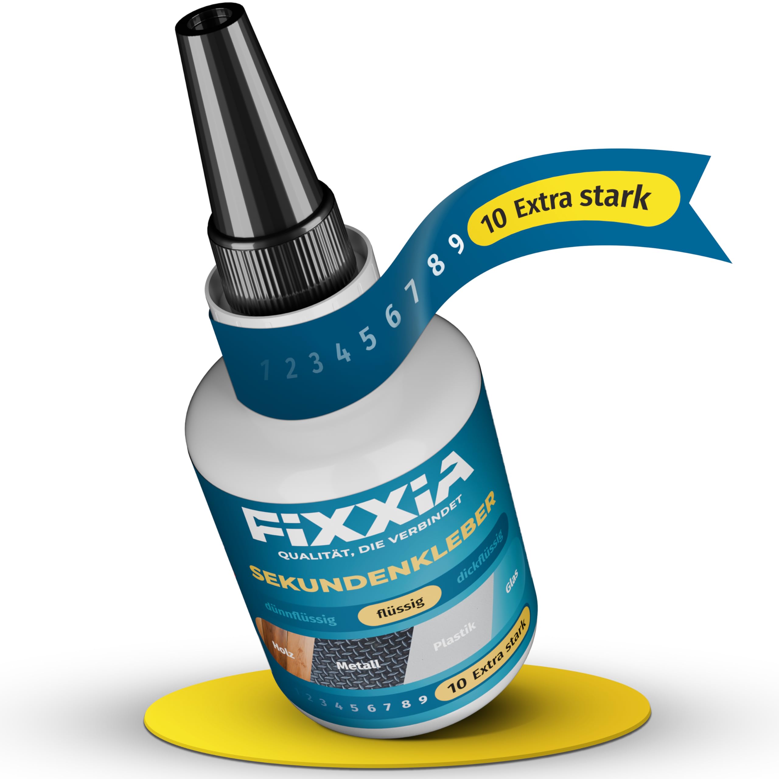FIXXIA 50g extra-strong instant adhesive with innovative needle closure, available in liquid form as liquid adhesive or thick form as glue gel, super adhesive, extra-strong adhesive (liquid)
