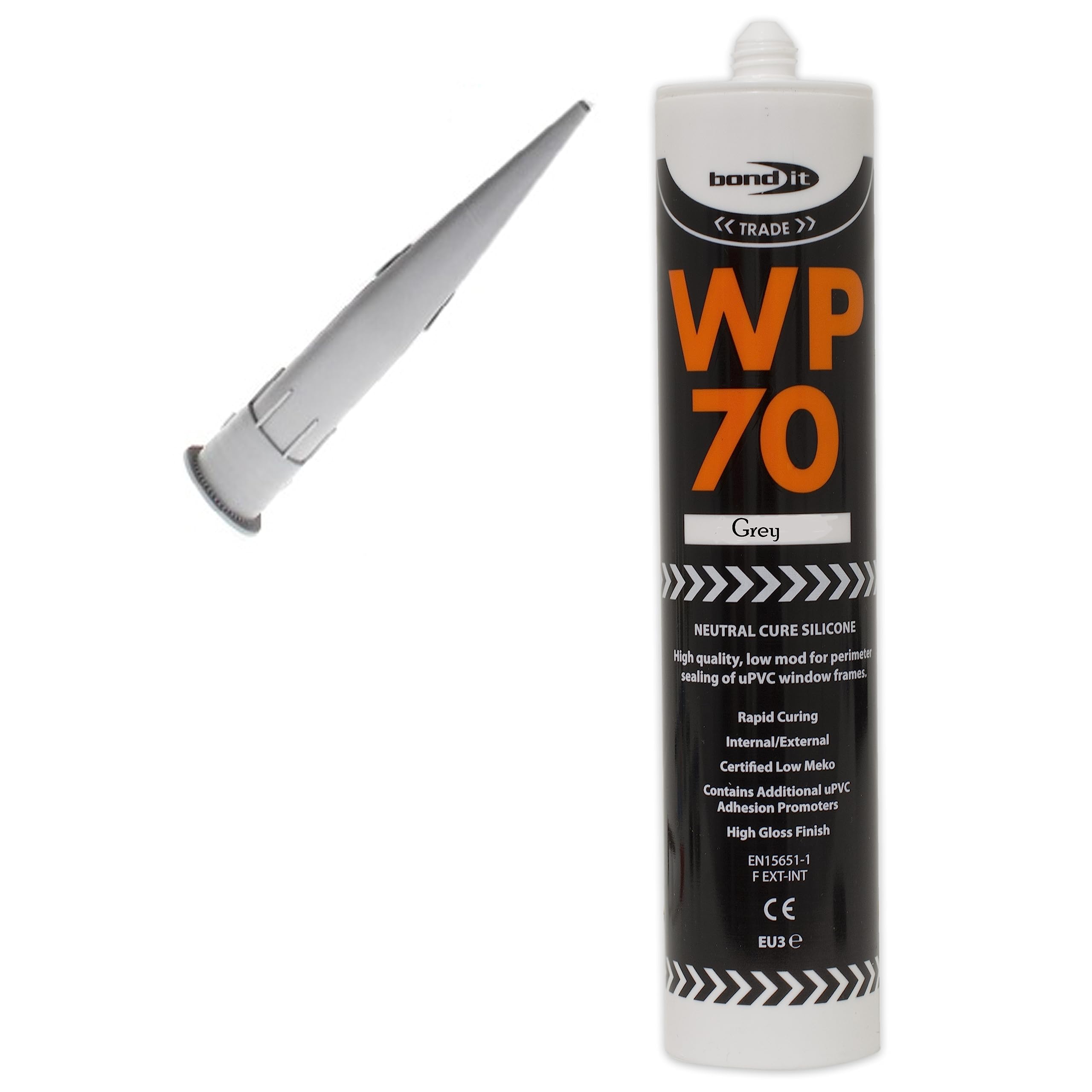 Bond-IT WP70 External Silicone Sealant Low Modulus Window Door Frame 300ml Multicolor Bath Shower Basin Window Frames Quick Drying (Grey)