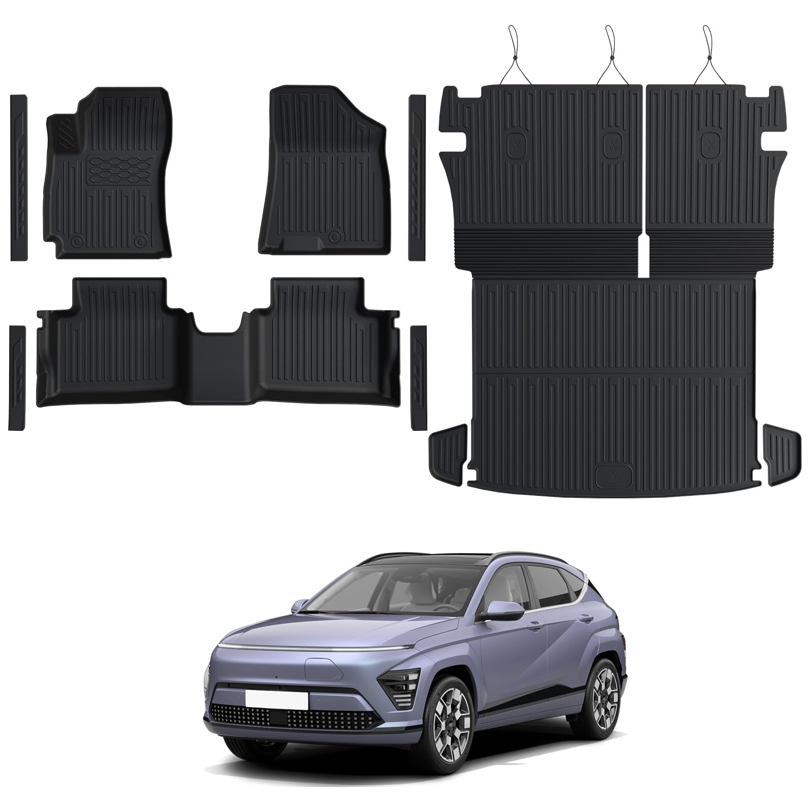 GALVAGNITE Floor Mats for Hyundai Kona Gasoline 2024-2026 All Weather Floor Mats Trunk Cargo Liner with Backrest Protectors