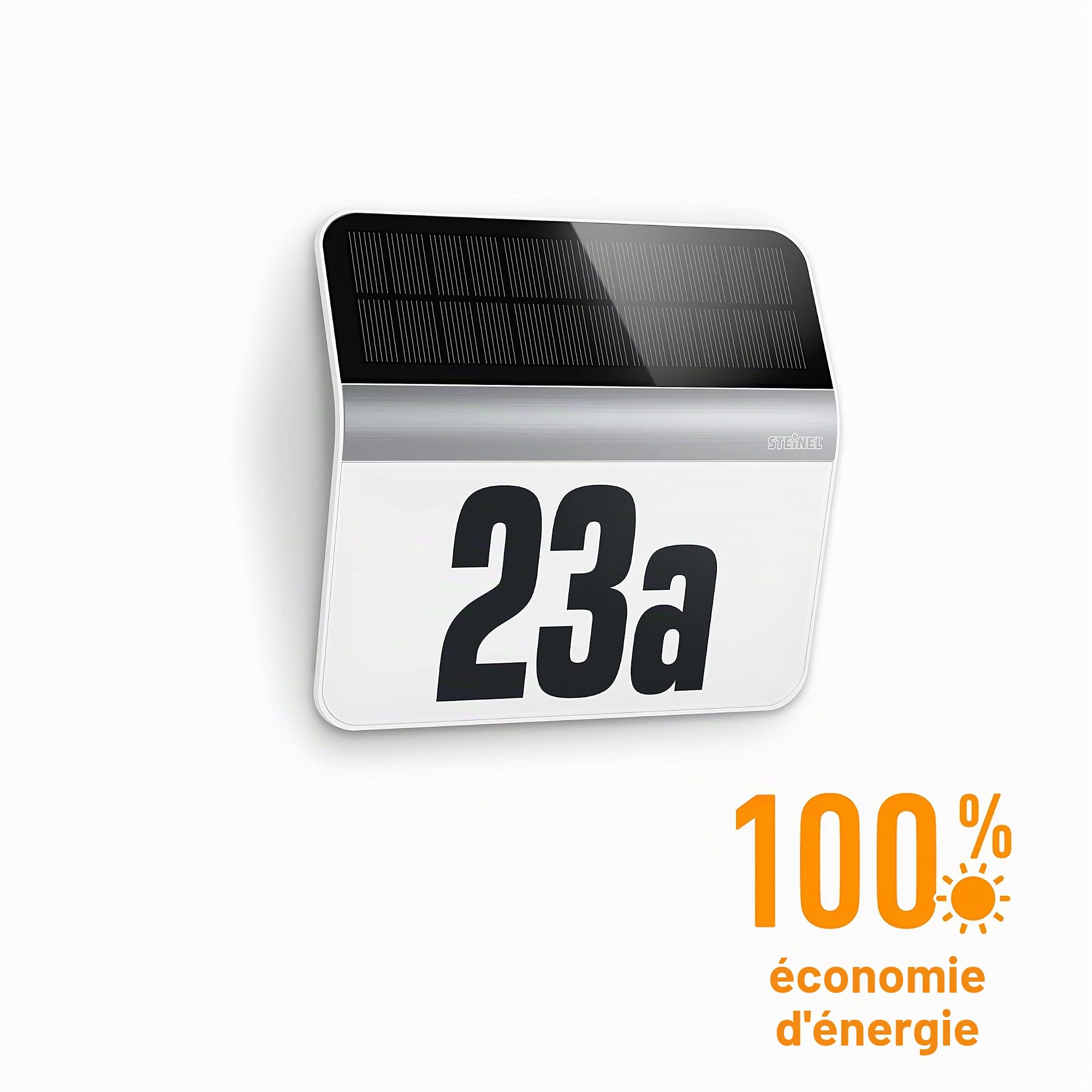 Steinel Lampe solaire LED XSolar LH-N avec numéro de maison - Luminaire extérieur solaire en acier inoxydable - Lumière extérieure avec éclairage automatique
