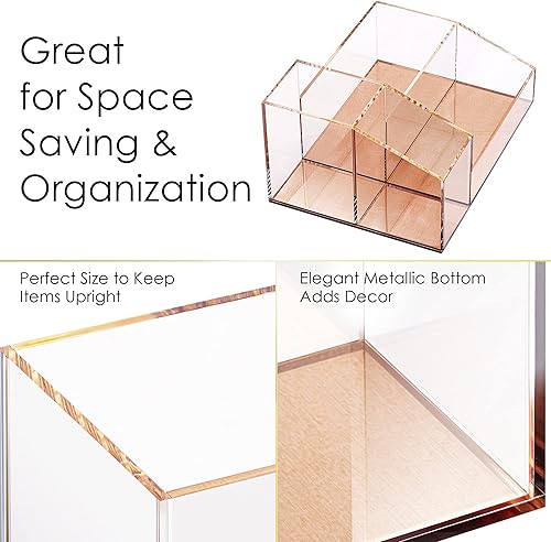 Miniatura 4 de Elavain Organizador de accesorios de escritorio de oficina de acrílico transparente con bandeja, organizador de suministros de oficina de 4