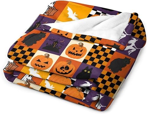 Miniatura 3 de Manta de Halloween a cuadros, bonita manta hecha en Estados Unidos, manta de forro polar espeluznante cálida y suave, decoración de Halloween,