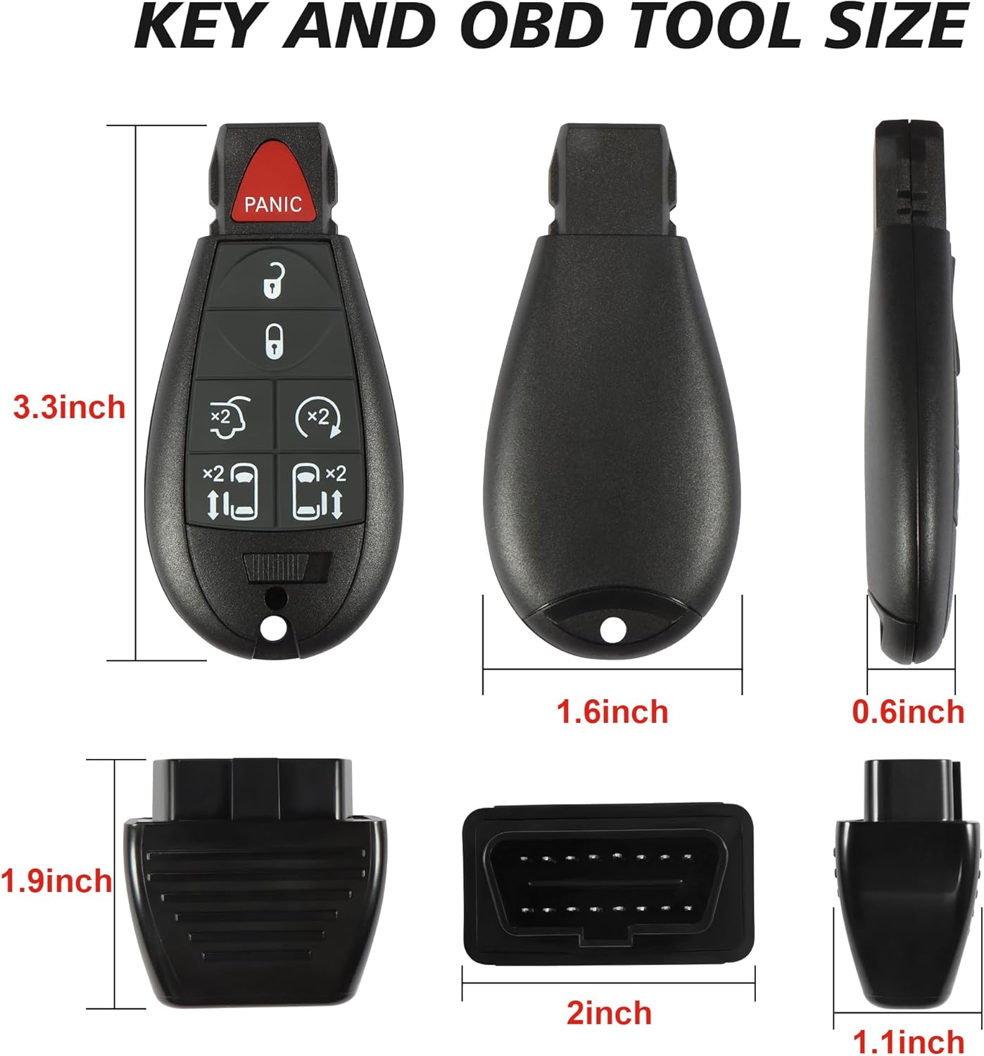 Key Fob Replacement, Keyless Entry Remote Kit for Dodge Grand Caravan Chrysler Town and Country 2008-2016,7 Button FCC ID: M3N5WY783X,IYZ-C01C(433Mhz)