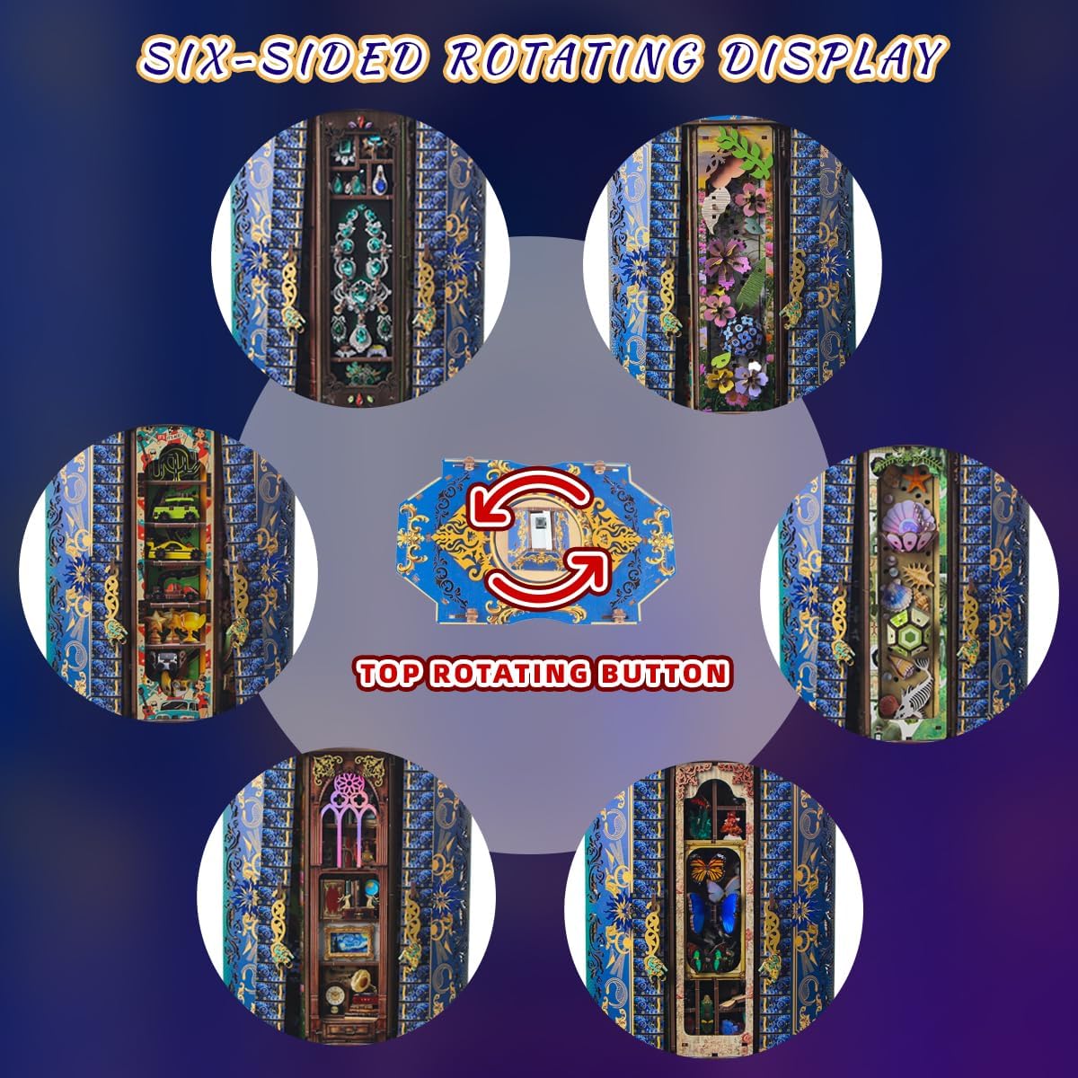 Cabinet of Curiosities Booknook Kit, DIY Miniature Dollhouse 3D Wooden Puzzle, Bookshelf Diorama Decor, Building Set for Teens Women Book Lovers, Shelf Display Model