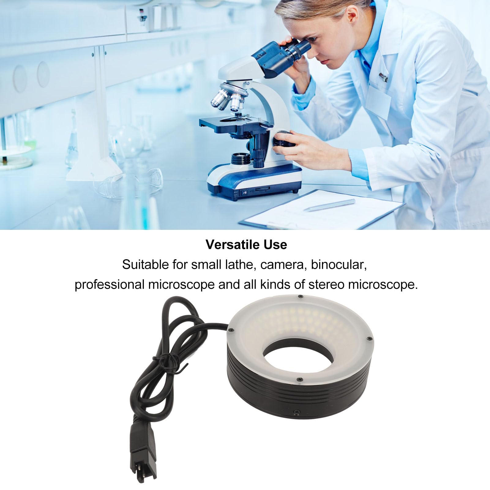 Lámpara de Anillo LED para Microscopio, Fácil de Instalar Iluminador de Lámpara de Luz de Anillo de Microscopio Confiable de Alto Brillo 24 V Versátil Práctico para Binoculares