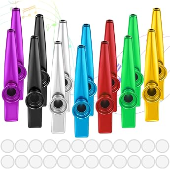 Pack of 14 Kazoo Instrument in 7 Colours Kazoos Kazoo Metal Aluminium Alloy Kasu Musical Instruments for Children Party Favou