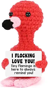 Mini presente romântico de amor - flamingo de crochê feito à mão - presente romântico de aniversário para namorada, esposa, casal, namorado