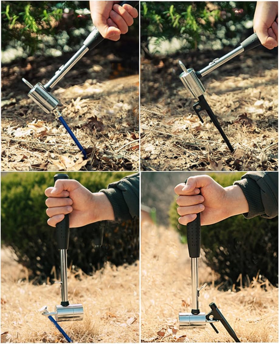 Portable Chrome Plated Steel Camping Mallet Hammer Tent Peg Puller Removal Tool