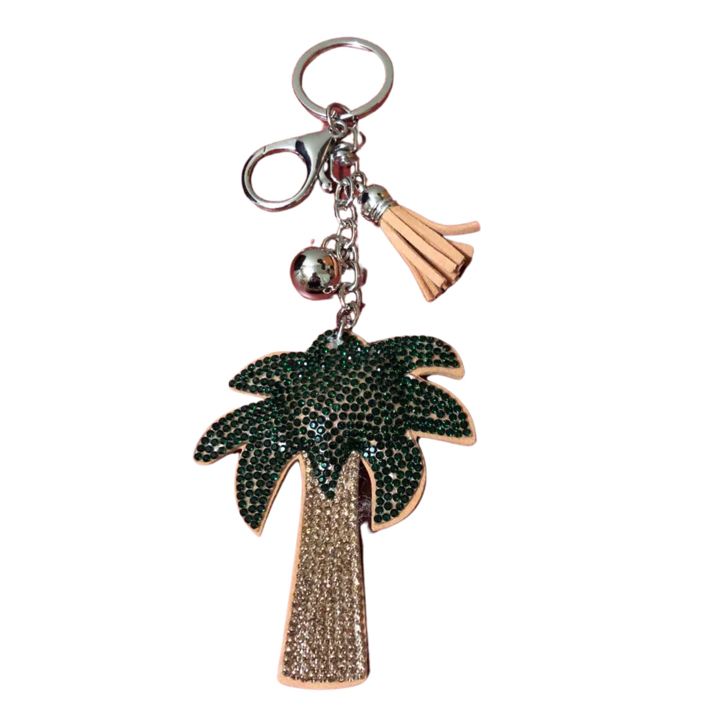 Popfizzy Women's Palm Tree (Silver) Bling Keychains For And Girls, Rhinestone Purse Charms For Handbags, Cute Bag Charms, Thank You Gift For One Size