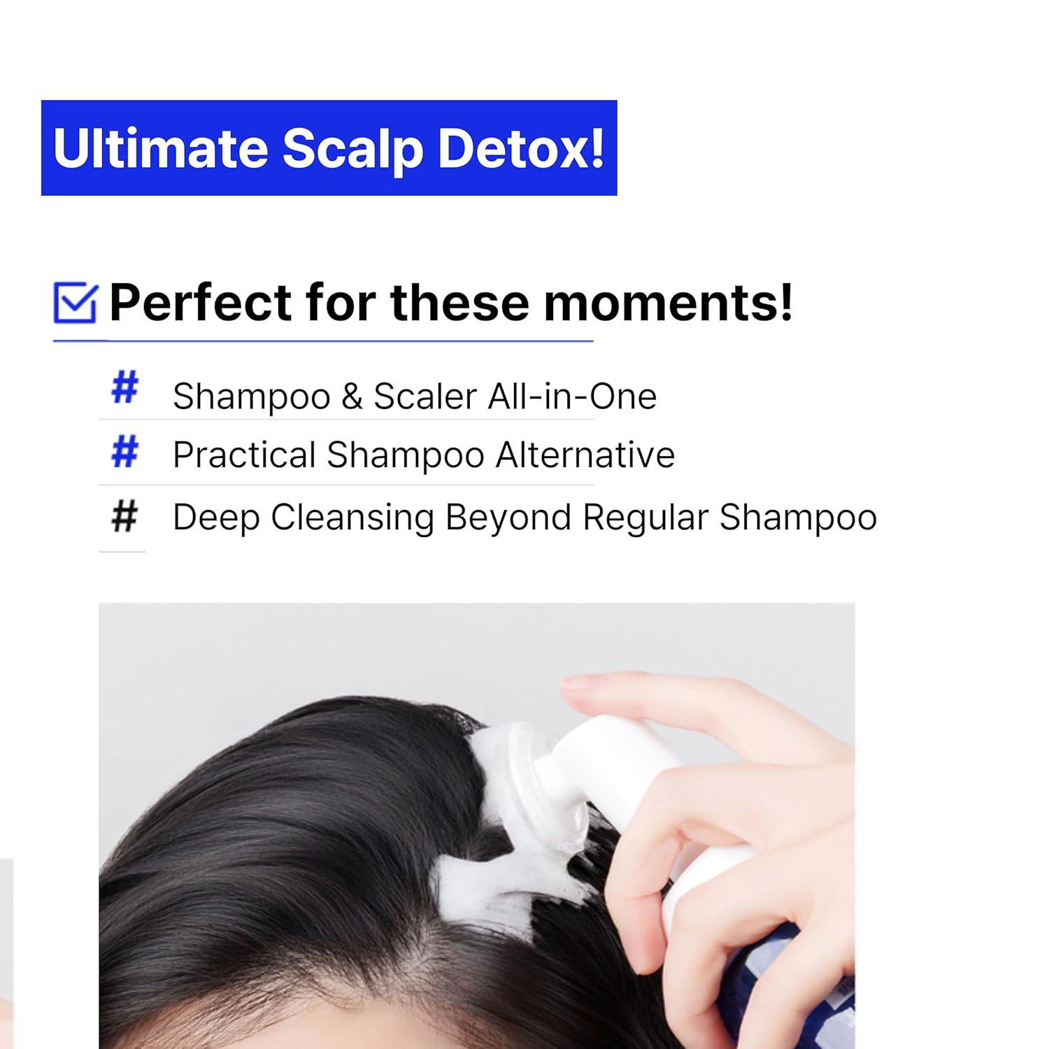MODAMODA Blue Biotin Scalp Gargle Scalp Scaler (3.04 fl.oz / 90ml) – Deep Cleansing Bubble Foam with 180 Silicone Brushes for Daily Scalp Care & Refreshing Clean