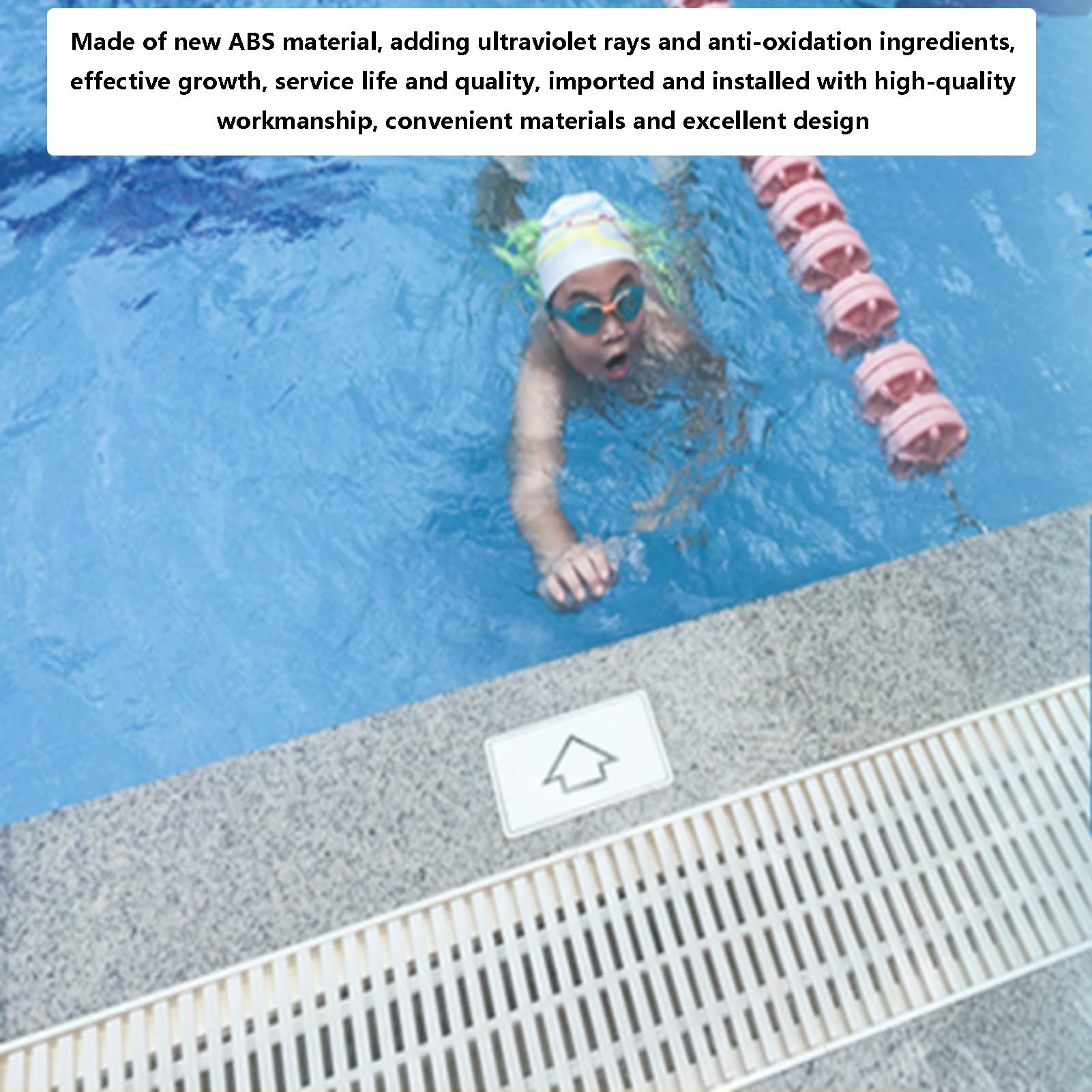 Griglia di Protezione Antiscivolo per Piscina, Filtro per Canale di scolo, griglia di Scarico per Bordo Piscina, Copertura per Canale di scolo (Colore: 5,9x39,3 Pollici, Dimensioni: 2 Pezzi)