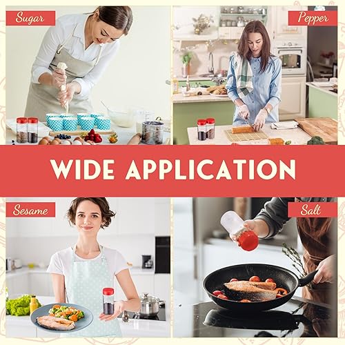 Miniatura 6 de Uiifan Paquete de 30 tarros de plástico de 8.7 onzas líquidas para especias con tapas agitadoras, recipientes transparentes para condimentos,