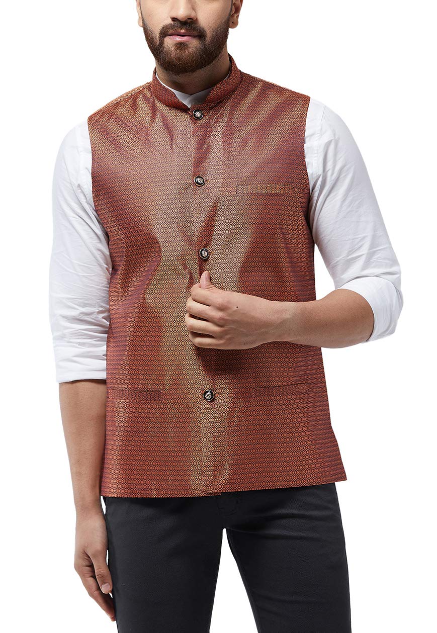 sojanya (Since 1958 Men's Jacquard Silk Self Design Waist Coat-picture-29