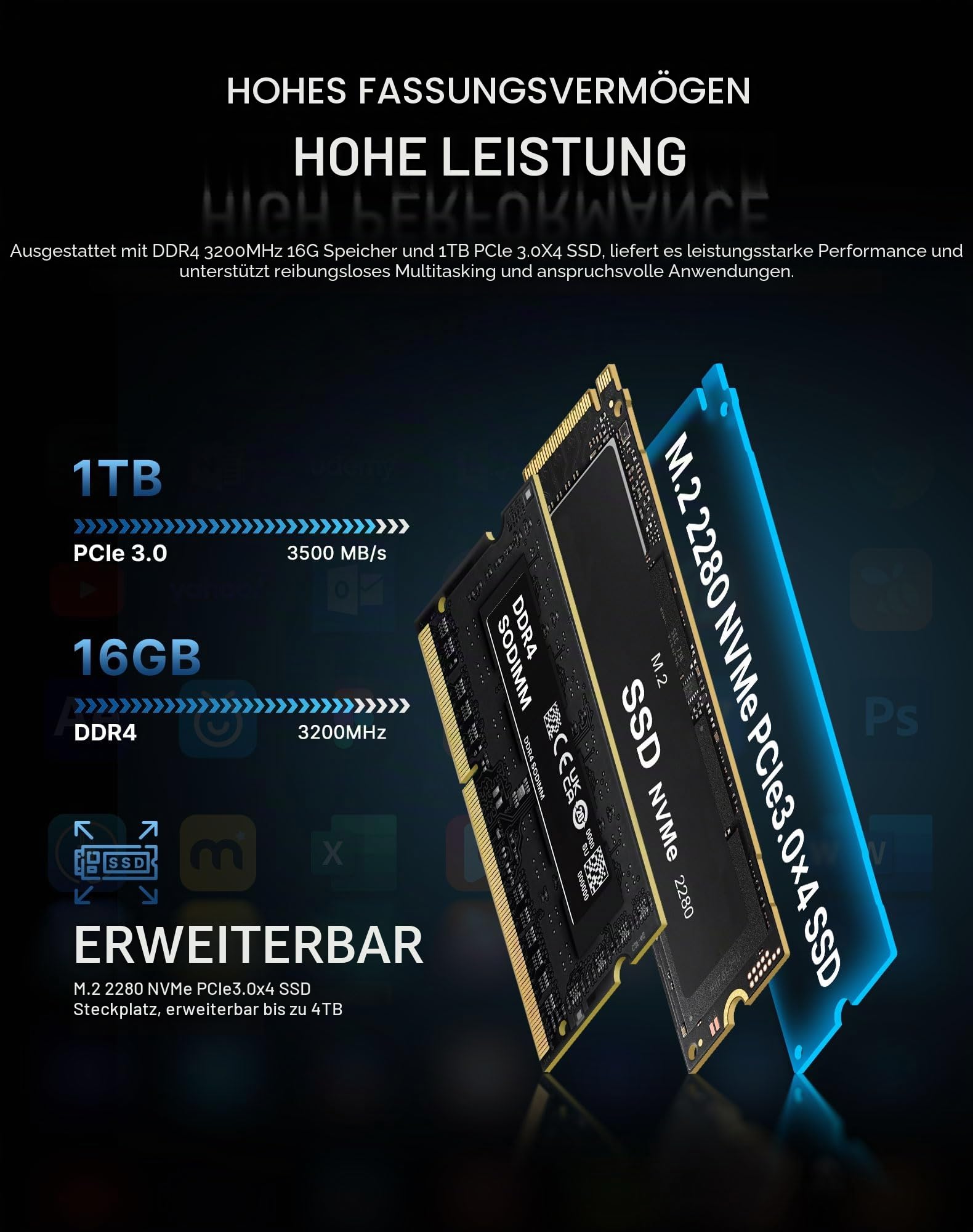 BOSGAME E5 Home-Office Mini-PC, Ryzen 5300U (übertrifft 4300U/N150, bis zu 3,8 GHz), 16 GB DDR4 RAM, 1 TB NVMe SSD, Mini-Desktop-PC, 4K Triple Display, Dual 2,5G LAN, WiFi 5, BT5.0, Mini-Computer