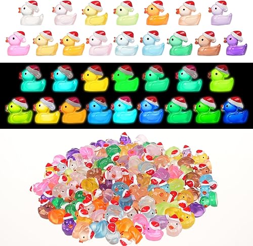 Miniatura 11 de 160 piezas de patos pequeños de Navidad con gorro de Santa, mini patos de resina, patitos pequeños de plástico para Navidad, accesorios para casa