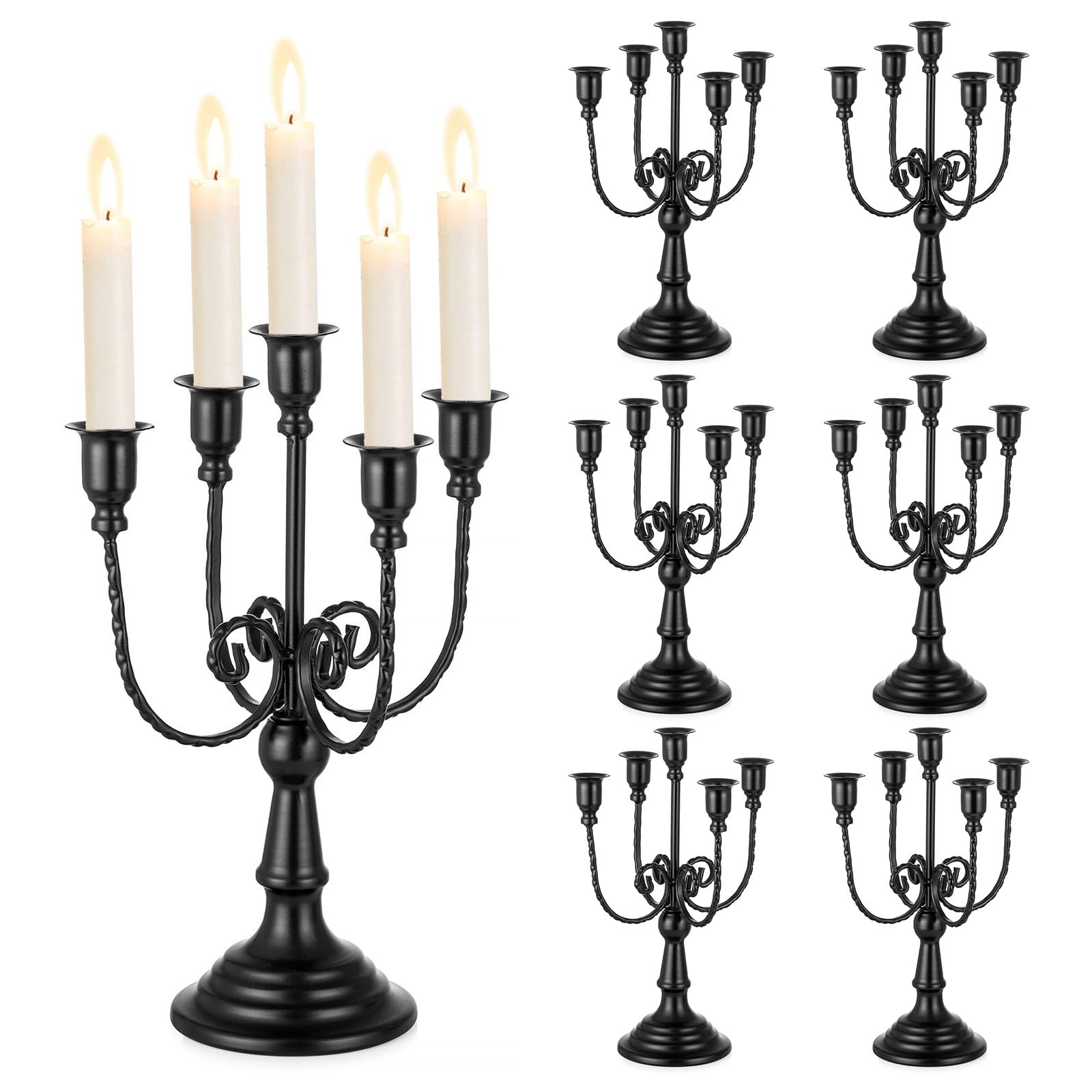 Sziqiqi Halloween Candelabra Candle Holder: 5 Arms Black Candelabra โ image 1