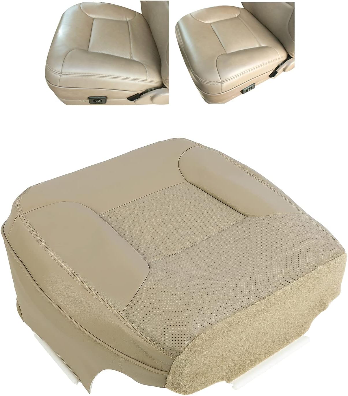 ECOTRIC Synthetic Leather Seat Cover Compatible with 1992-1996 Ford Bronco - Med Mocha Tan (Driver Bottom Cover)